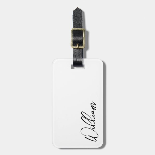 Modern Script Personalisiert Name Gepäckanhänger (Vorderseite vertikal)