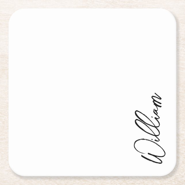 Modern Script Personalisiert Name Rechteckiger Pappuntersetzer (Vorderseite)