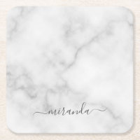 Modern Script Personalisiert Name White Marble