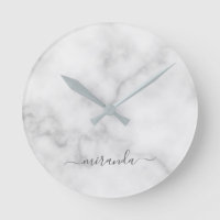 Modern Script Personalisiert Name White Marble