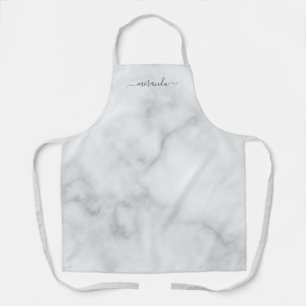 Modern Script Personalisiert Name White Marble Schürze