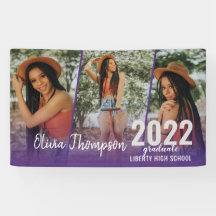 Modern Script Photo Collage Purple Graduation