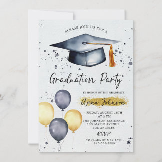 Modern Script Photo Graduation Party Invitation Einladung