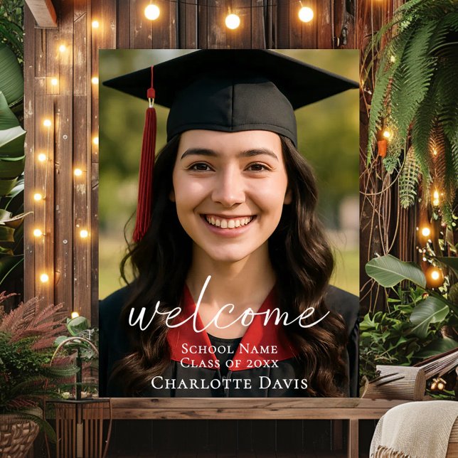 Modern script photo Graduation Party welcome Poster (Von Creator hochgeladen)