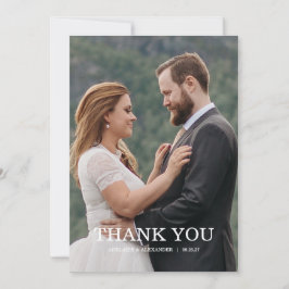 Modern Script Photo Wedding Dankeskarte