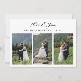 Modern Script Photo Wedding Dankeskarte