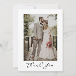 Modern Script Photo Wedding Dankeskarte