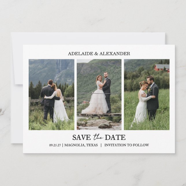 Modern Script Photo Wedding Save The Date Einladung (Vorderseite)