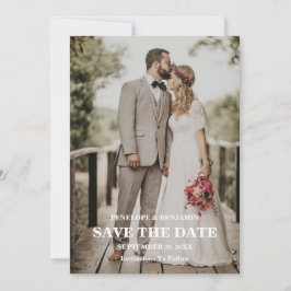 Modern Script Photo Wedding Save The Date Einladung