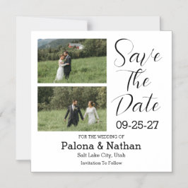Modern Script Photo Wedding Save The Date Magneteinladung