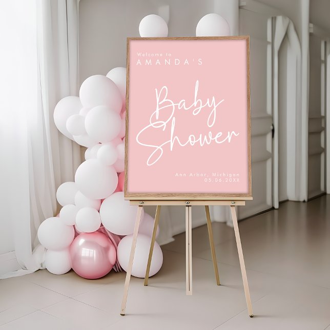 Modern Script Pink Oh Baby Simple Welcome Poster (Von Creator hochgeladen)