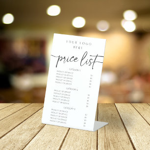 Modern Script Price List Pedestal Sign Sockelschild