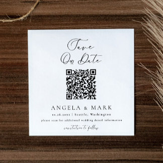 Modern Script QR Code Save the Date Begleitkarte