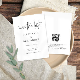 Modern Script QR Code Wedding Any Color Save The Date