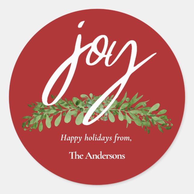 Modern Script Red Christmas Runder Aufkleber (Vorderseite)