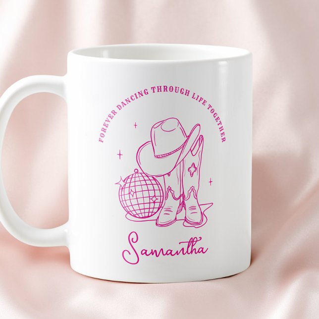 Modern Script Rosa Western Disco Cowgirl BFF Kaffeetasse (Modern Script Pink Western Disco Cowgirl Bff Coffee Mug)