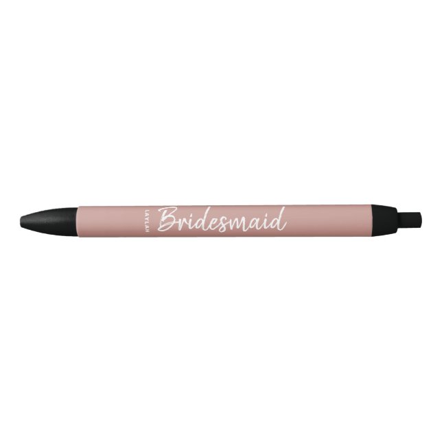 Modern Script Rose Gold Bridesmaid Name Kugelschreiber (Vorderseite)