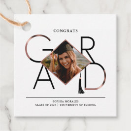 Modern Script Rose Gold Tassel Grad Foto Frame Geschenkanhänger