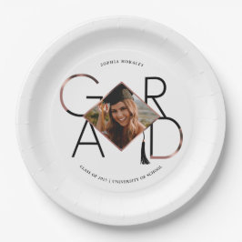 Modern Script Rose Gold Tassel Grad Foto Frame Pappteller