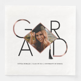Modern Script Rose Gold Tassel Grad Foto Frame Serviette