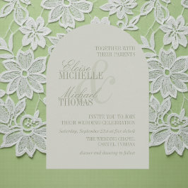 Modern Script Sage Green Formal Arch Wedding Einladung