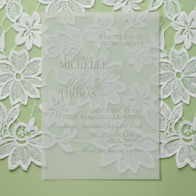 Modern Script Sage Green Formal Wedding (Modern Script Sage Green Formal Wedding Vellum Invitations)