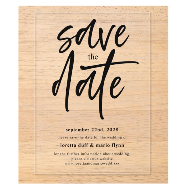 Modern Script Save the Date Acryleinladungen (Von Creator hochgeladen)