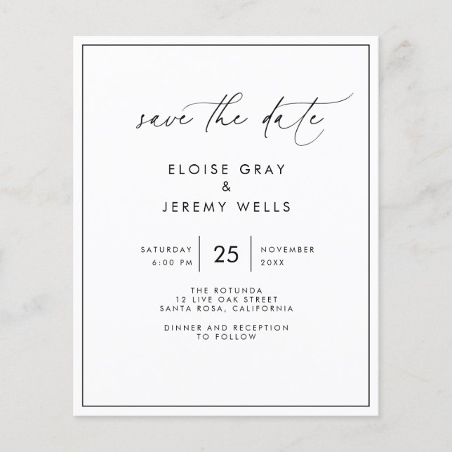 Modern Script Save the Date Post Card (Vorderseite)