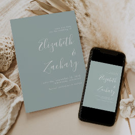 Modern Script Sea Glass Green Save the Date Ankündigung
