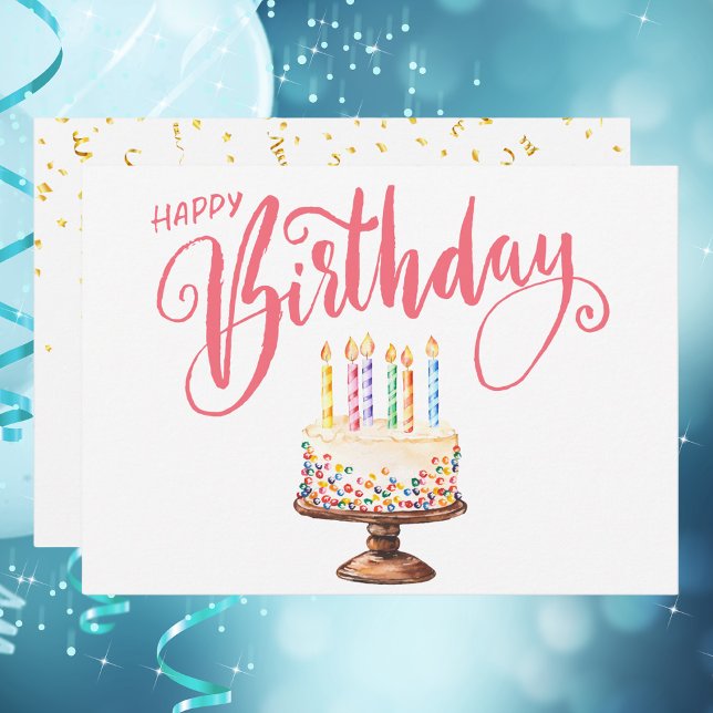 Modern Script Simple Happy Birthday Note Card (Von Creator hochgeladen)