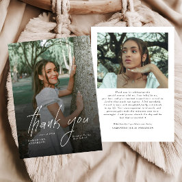 Modern Script Simple Photo Graduation  Dankeskarte