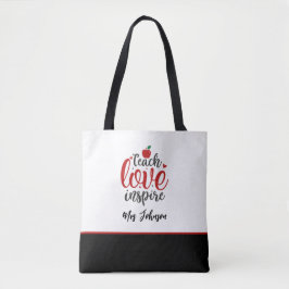 Modern Script Teach Love Inspire Teacher Tasche