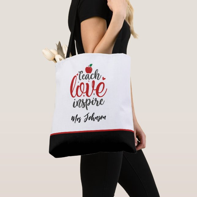 Modern Script Teach Love Inspire Teacher Tasche (Von Nahem)