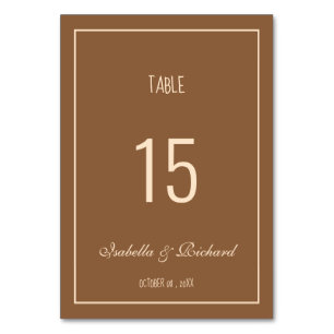 Modern Script Terracotta Hochzeit im Herbst Table Tischnummer