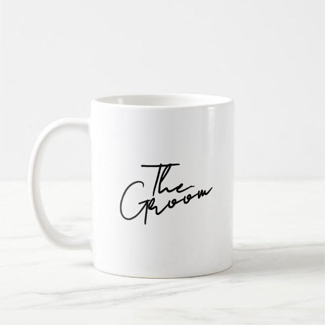 Modern script the groom T-Shirt Kaffeetasse (Links)