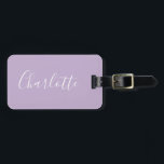 Modern Script Typografy Name Simple Orchid Bloom  Gepäckanhänger<br><div class="desc">Minimalistischer Script Typografy Name in Orchid Bloom Gepäckmarke</div>
