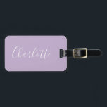 Modern Script Typografy Name Simple Orchid Bloom  Gepäckanhänger<br><div class="desc">Minimalistischer Script Typografy Name in Orchid Bloom Gepäckmarke</div>