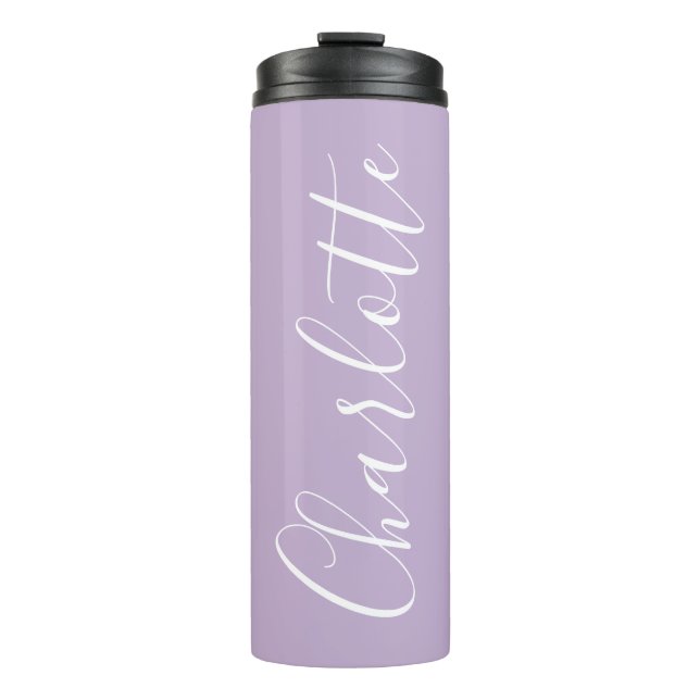 Modern Script Typografy Name Simple Orchid Bloom Thermosbecher (Vorderseite)