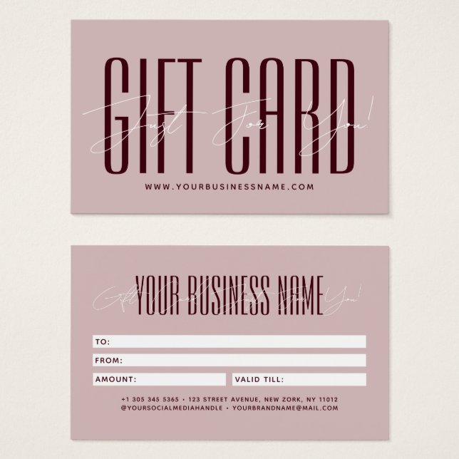 Modern script typography business gift card  (Devant & derrière)