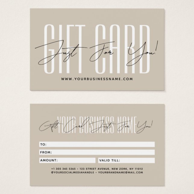 Modern script typography business gift card  (Vorne & Hinten)