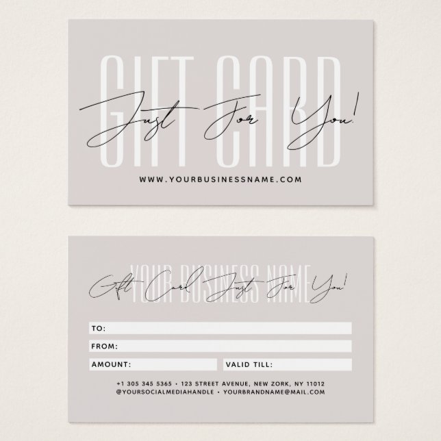 Modern script typography business gift card  (Vorne & Hinten)