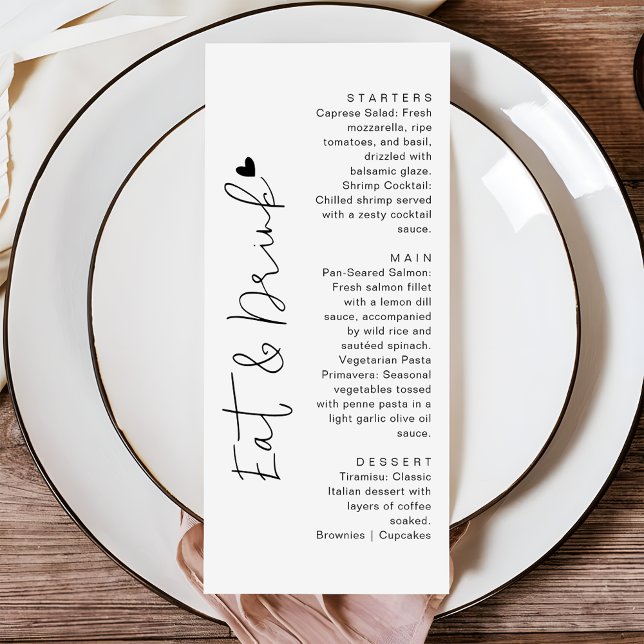 Modern Script Typography | Eat & Drink Wedding Menükarte (Von Creator hochgeladen)