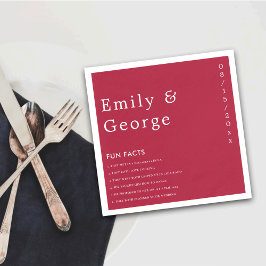 Modern Script Viva Magenta Fun Facts Wedding Serviette