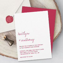 Modern Script Viva Magenta Minimalistic Wedding Einladung