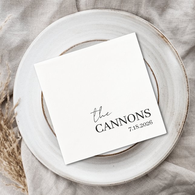 Modern Script Wedding Personalized Name Date Serviette (Von Creator hochgeladen)