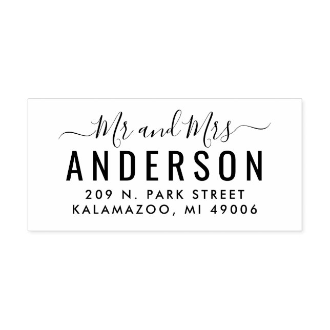 Modern Script Wedding Rücksendeadresse Gummistempel (Prägung)