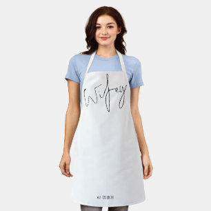 Modern Script Wifey Date Schwarz-weiß Schürze