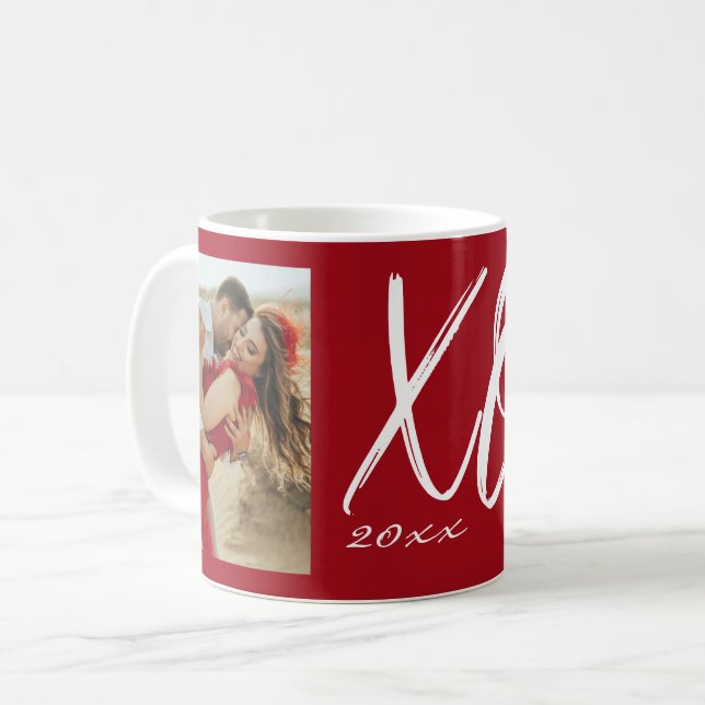 Modern Script XO Year Photo Kaffeetasse (Vorderseite Links)