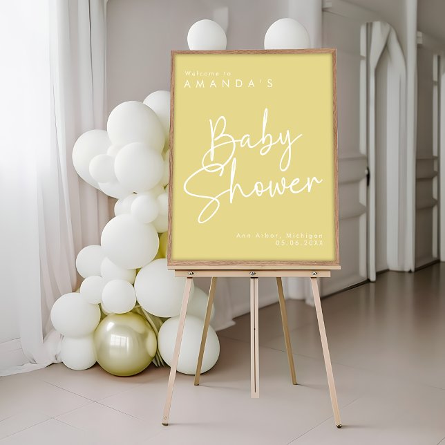 Modern Script Yellow Oh Baby Simple Welcome Poster (Von Creator hochgeladen)