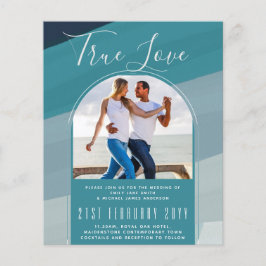 Modern Sea Glass Ocean Peacock Blue Teal Wedding Flyer